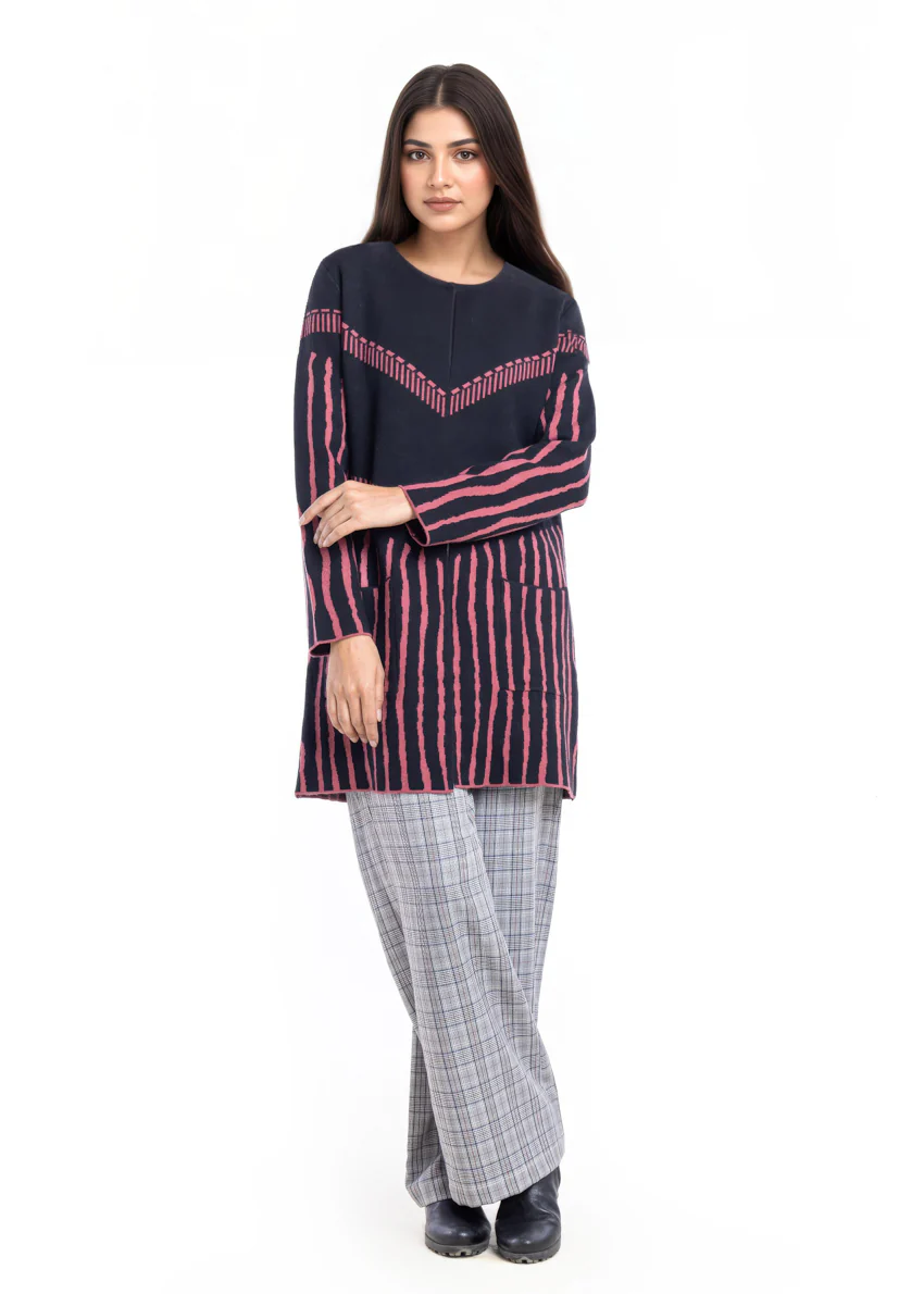 Black-Round Neck Cardigan Full Sleeves Sweater (25Y-117-67)