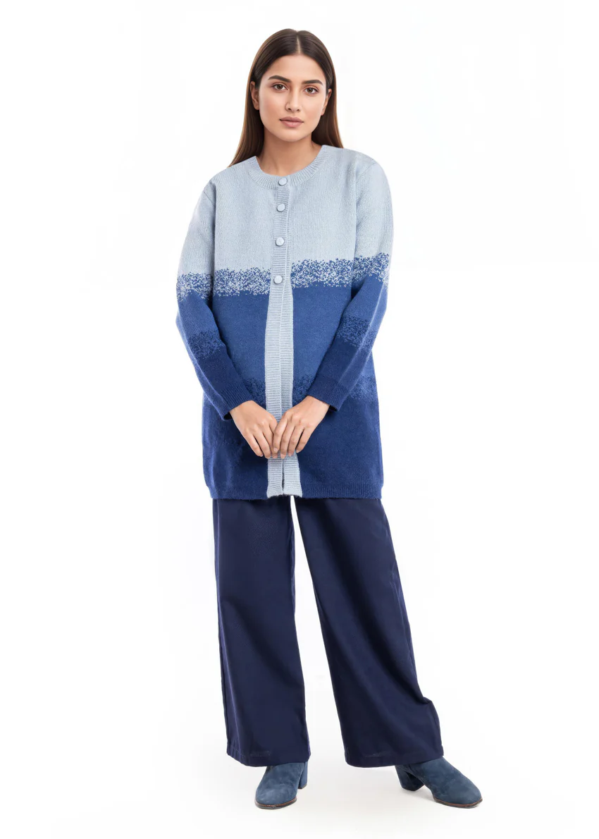 Navy-Round Neck Cardigan Full Sleeves Sweater (25Y-125-67)