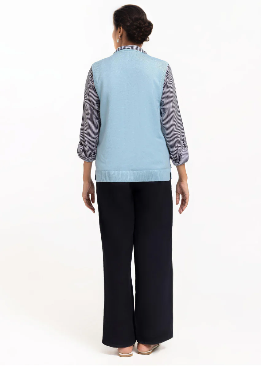 Sky-Blue-V-Cardigan Sando Sweater (25Y-210-67) - Image 2