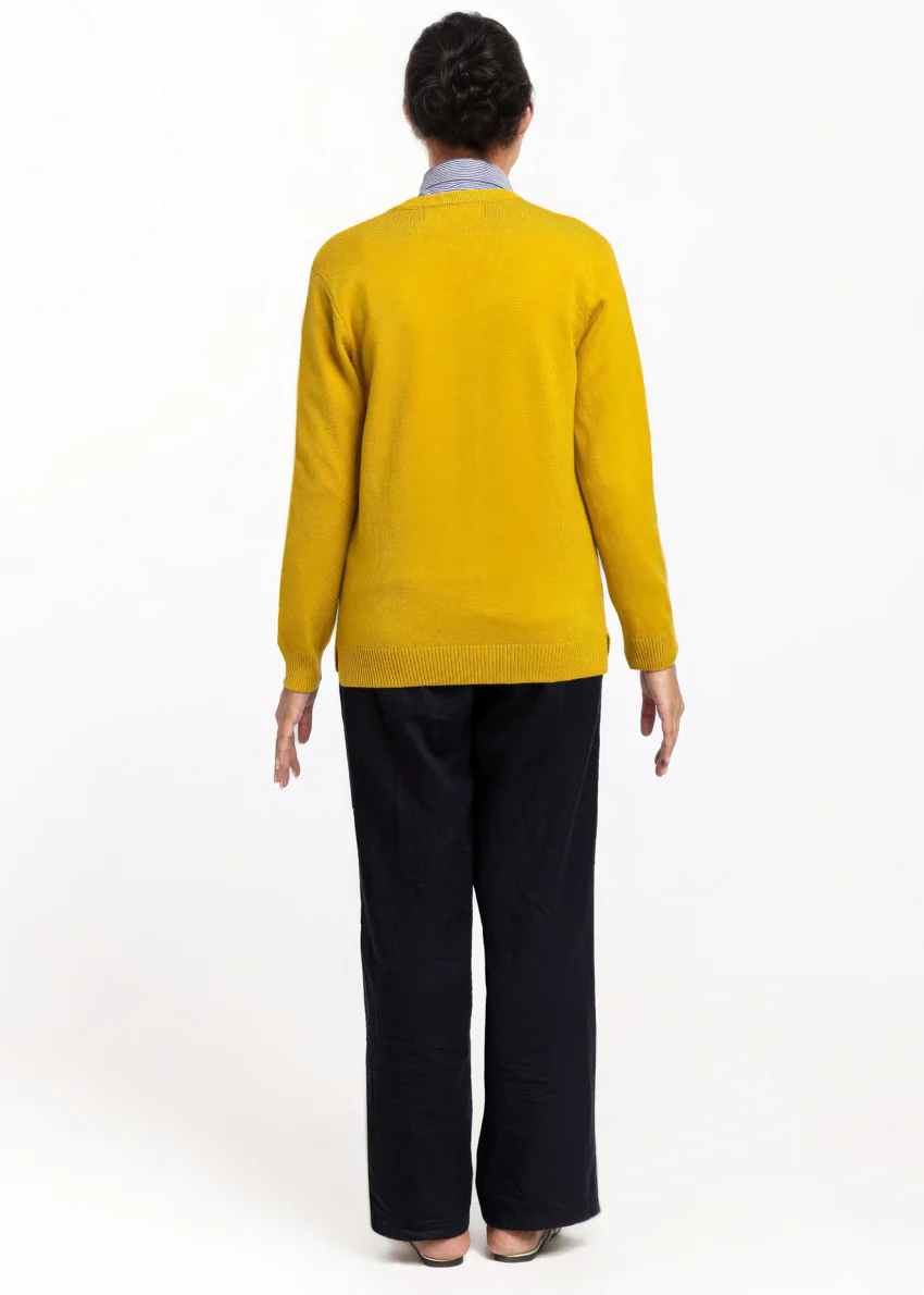 Mustard-V-Cardigan Full Sleeves Sweater (25Y-213-67) - Image 2