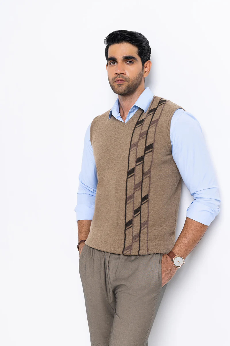 Brindle-V-Neck Sando Sweater (654-14)