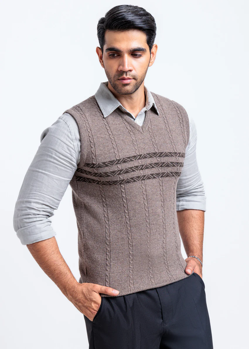 Wd-Smoke-V-Neck Sando Sweater (665-14)
