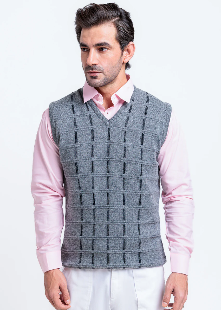 St-Grey-V-Neck Sando Sweater (667-14)