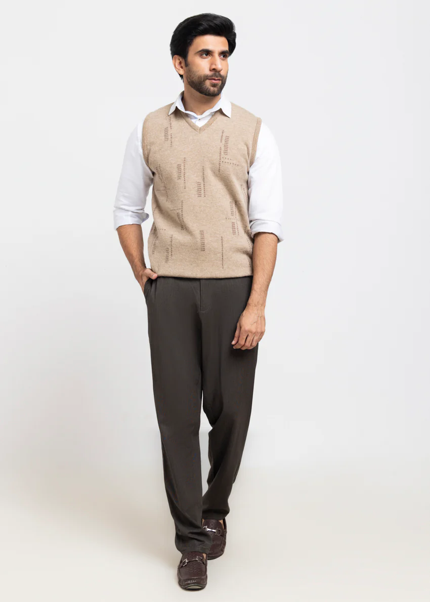 Mushroom-V-Neck Sando Sweater (669-14)
