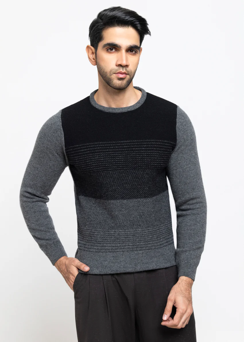 Black-Round Neck Full Sleeves Sweater (853-14)