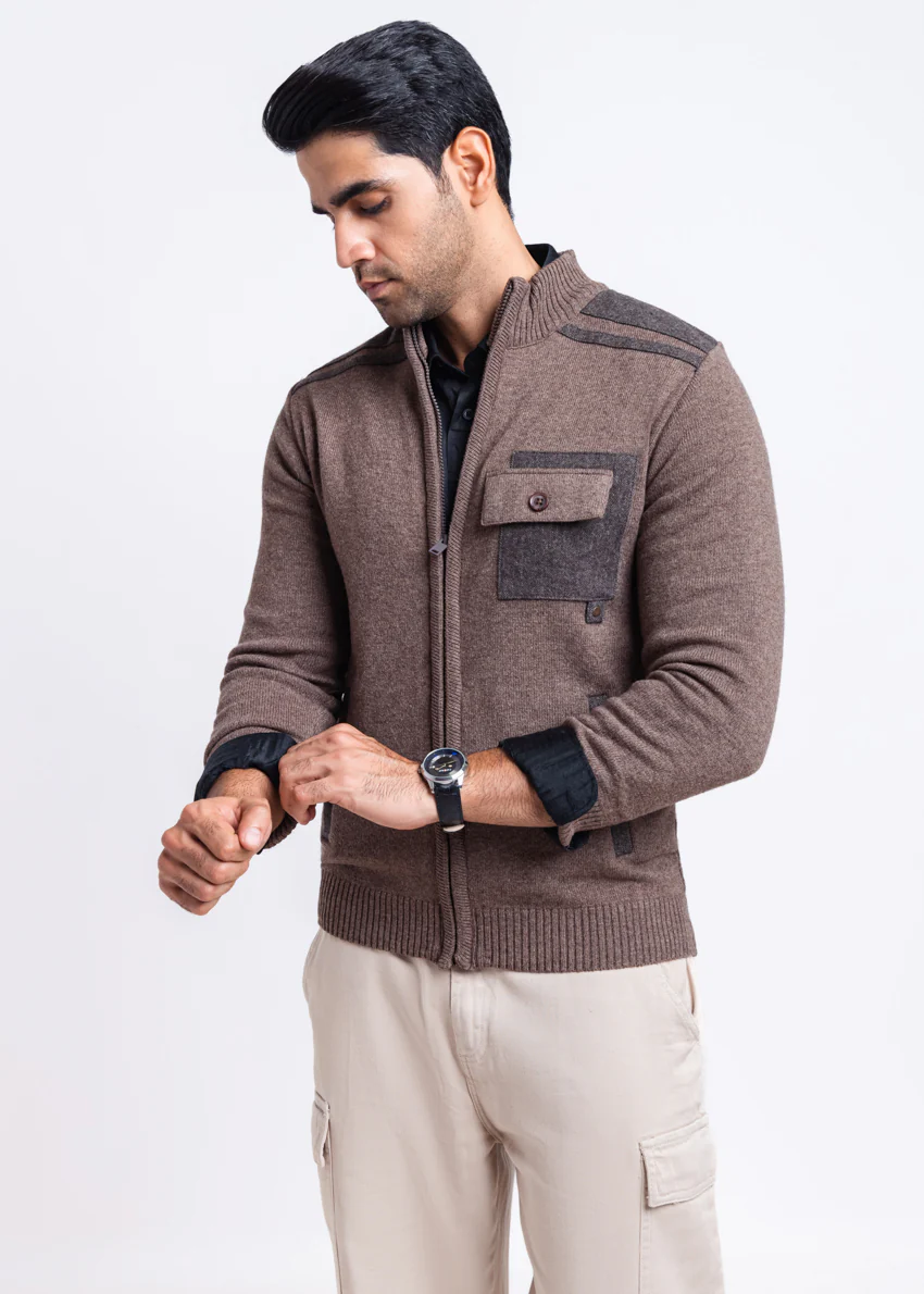 N-Sand-Turtle Neck Zipper Full Sleeves Sweater (905-14)
