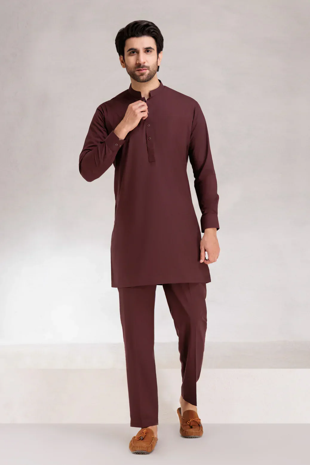 BRICK-BLENDED-KURTA PAJAMA/TROUSER  (KSS23-001)
