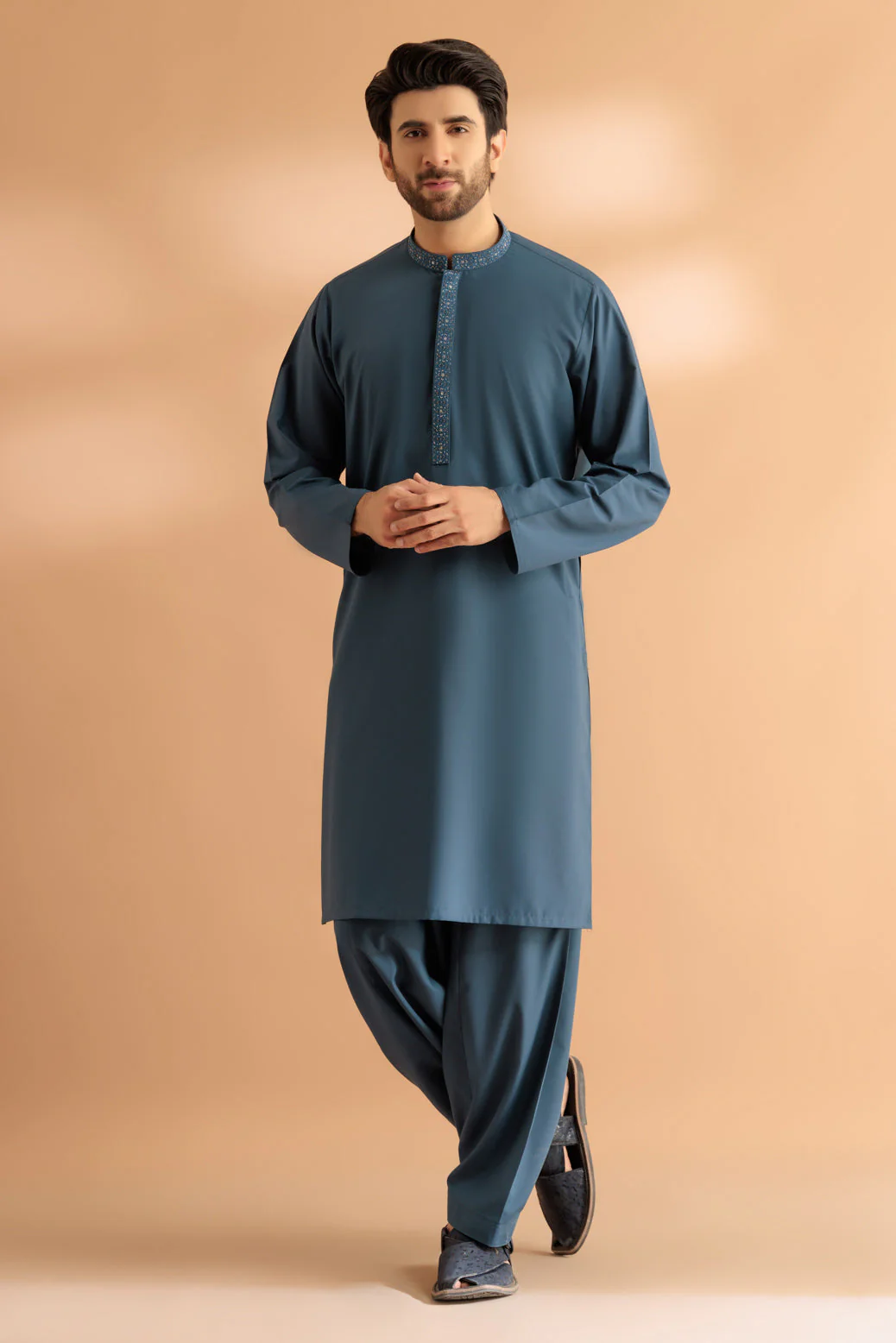 COBALT-BLENDED-KURTA SHALWAR - (KSRS24-022)