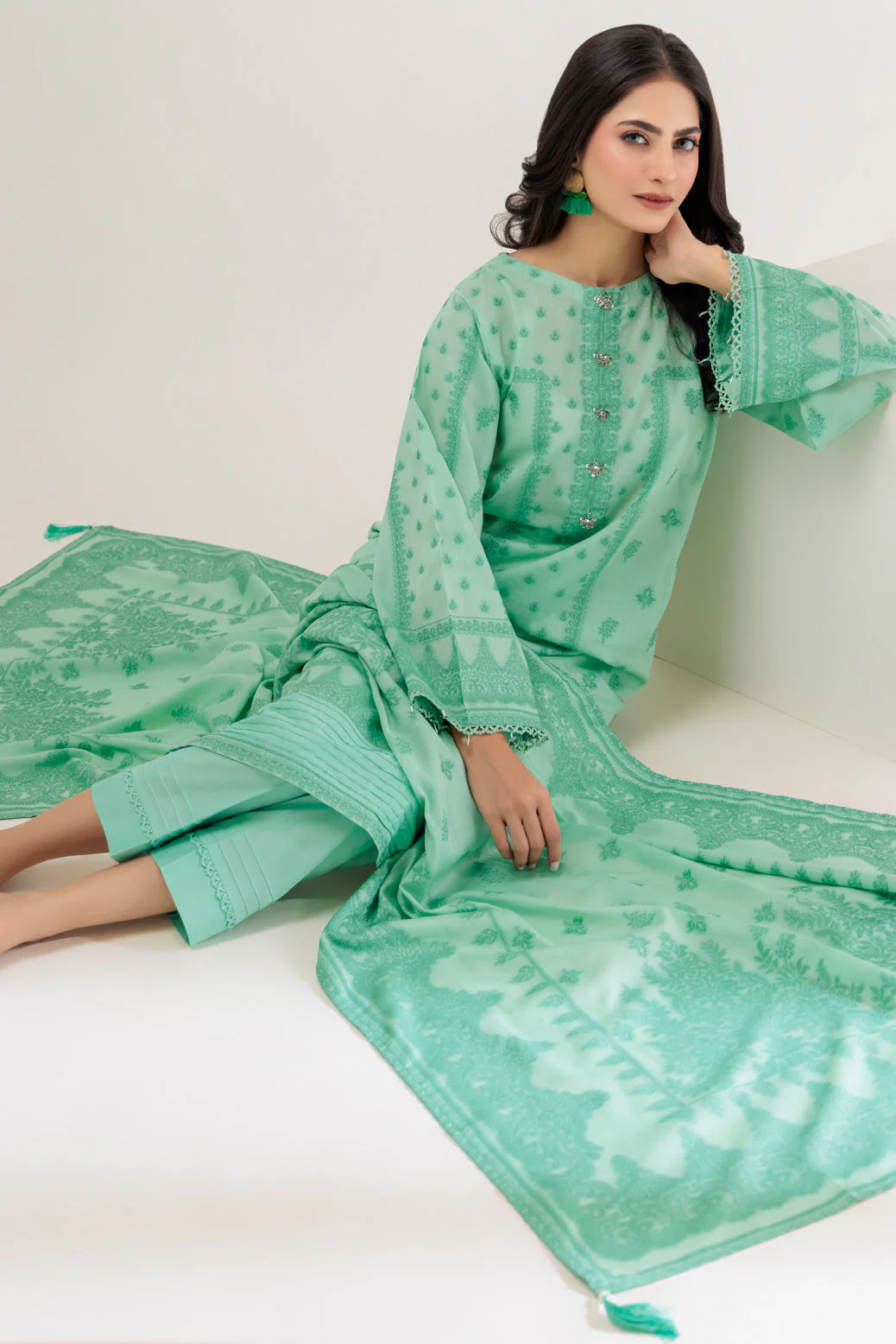 GREEN-DYED JACQUARD-3 PIECE (JRS233P17)