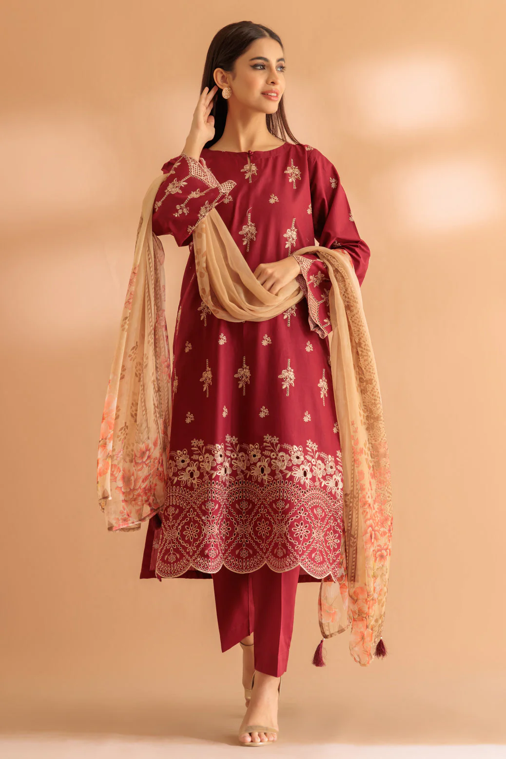 MAROON-CAMBRIC-3 PIECE (SS1243P02)