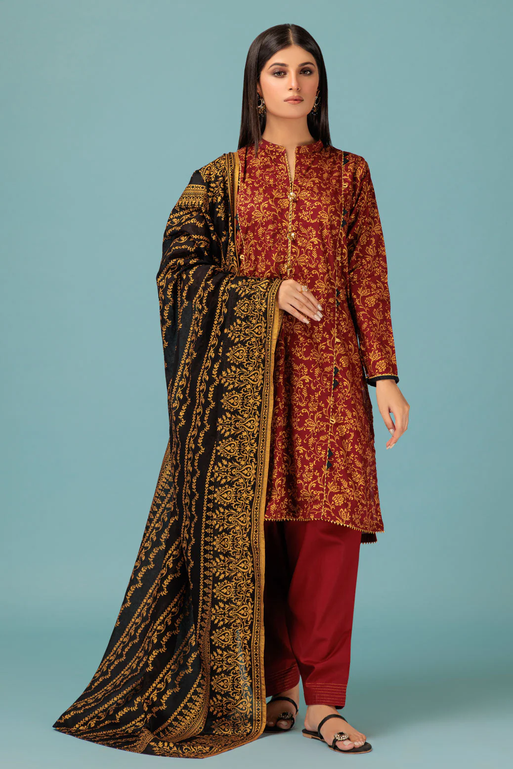 MAROON-LAWN-3 PIECE (SSS233P107)