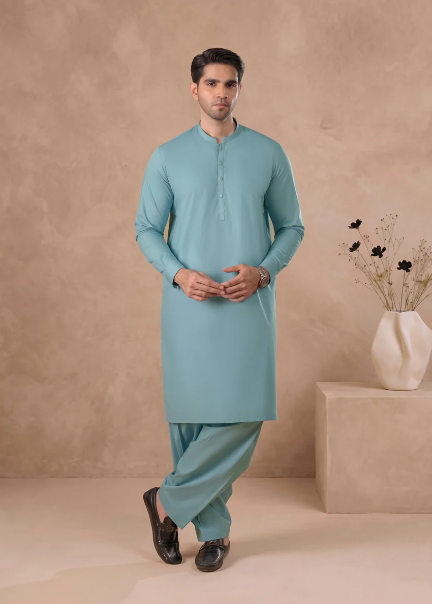 L-Blue-Cotton-Shalwar Suit -  (MP2PBBW25ADJ16)