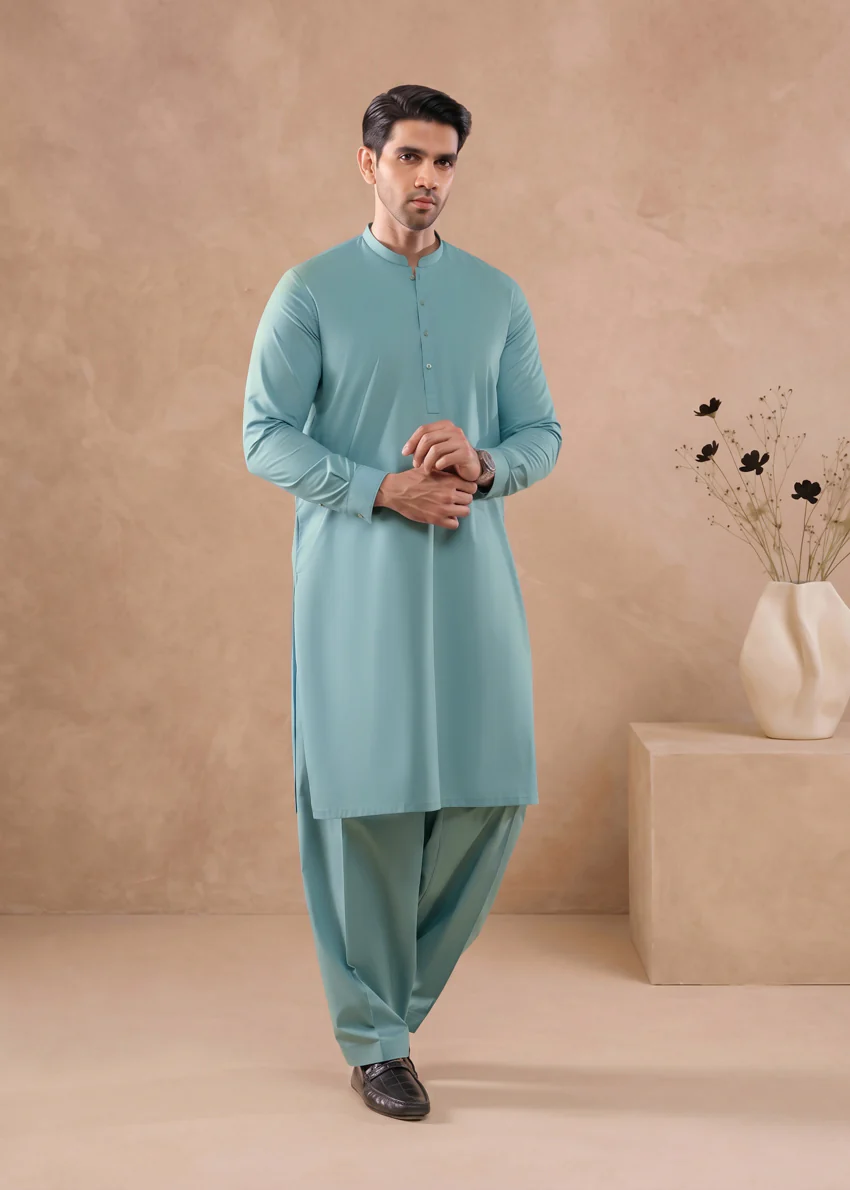 L-Blue-Cotton-Shalwar Suit -  (MP2PBBW25ADJ16) - Image 6