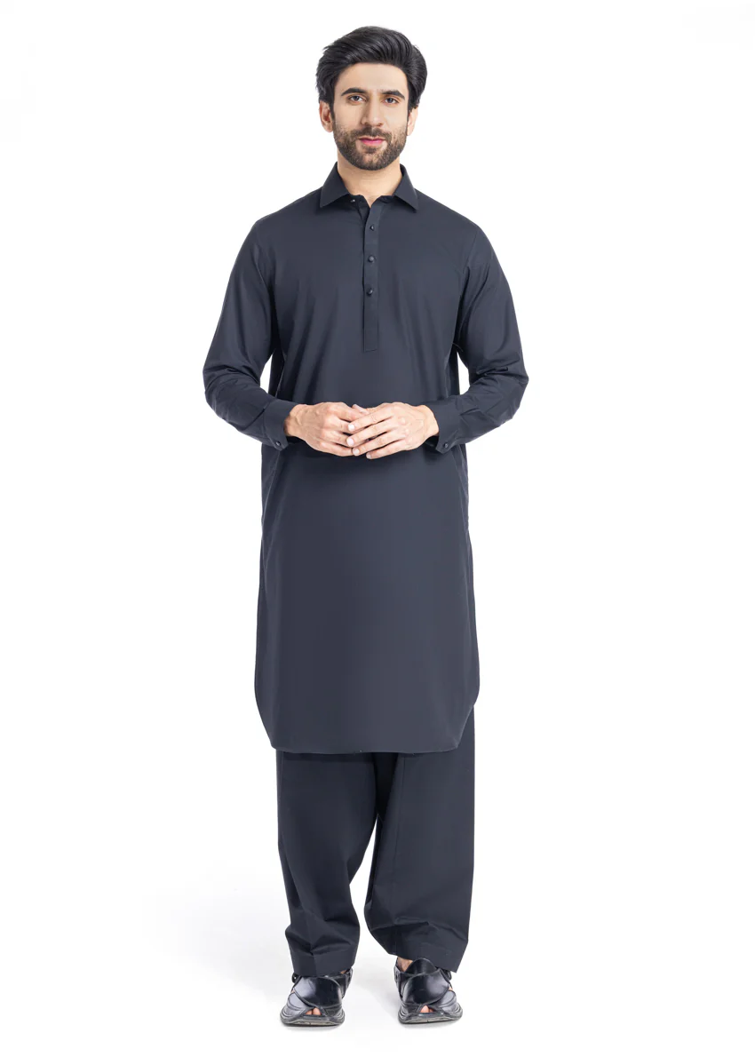 Black-Cotton-Shalwar Suit - (MP2PSBW25ADD6)