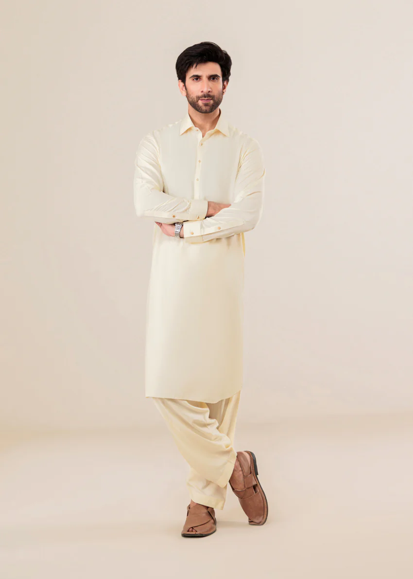 Cream-Blended-Shalwar Suit - (MP2PSBW25ADN3)