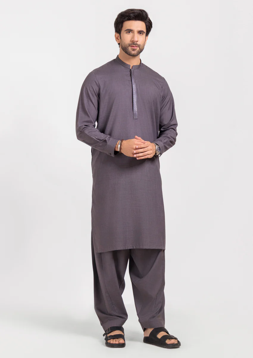 D-Grey-Blended-Kurta Shalwar - (MPS25KSE2064)