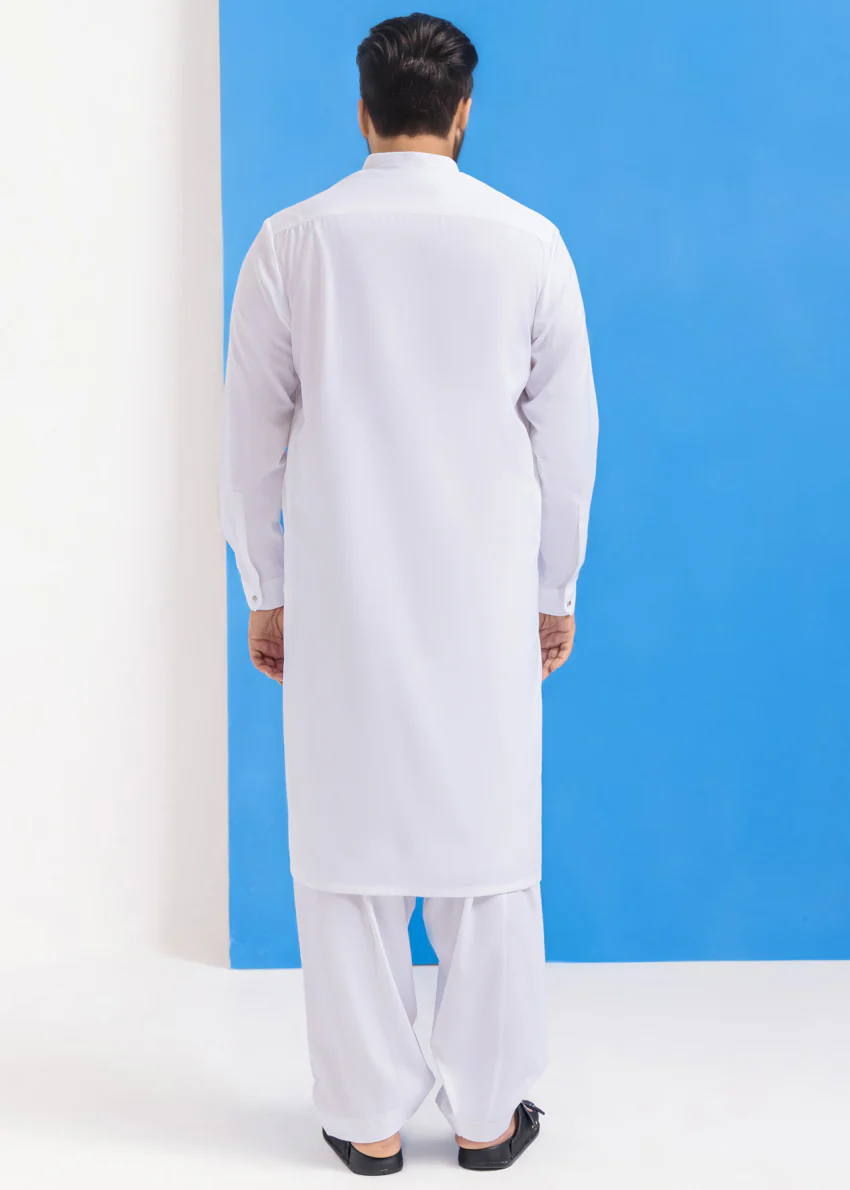 White-Blended-Shalwar Suit - (MPS25SSS2040) - Image 2