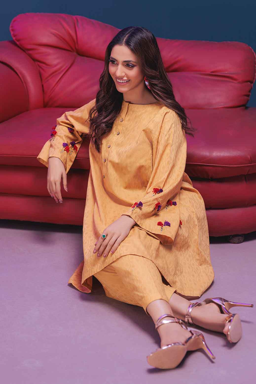 MUSTARD-JACQUARD-2 PIECE (PWA6232P02)