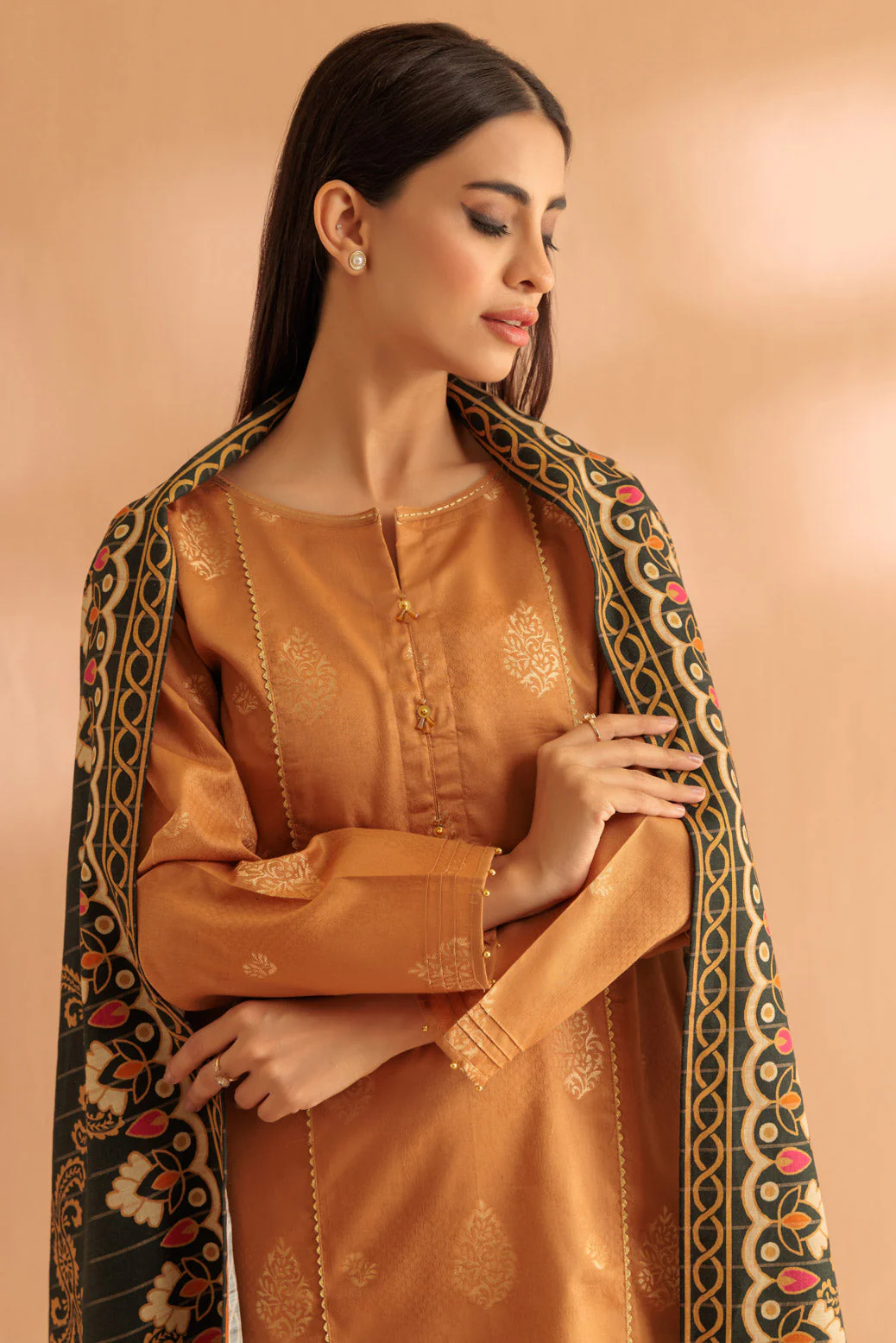 MUSTARD-JACQUARD-3 PIECE (SS2243P20)