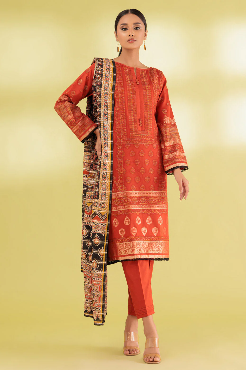 ORANGE-JACQAURD-3 PIECE (BSAS233P10)