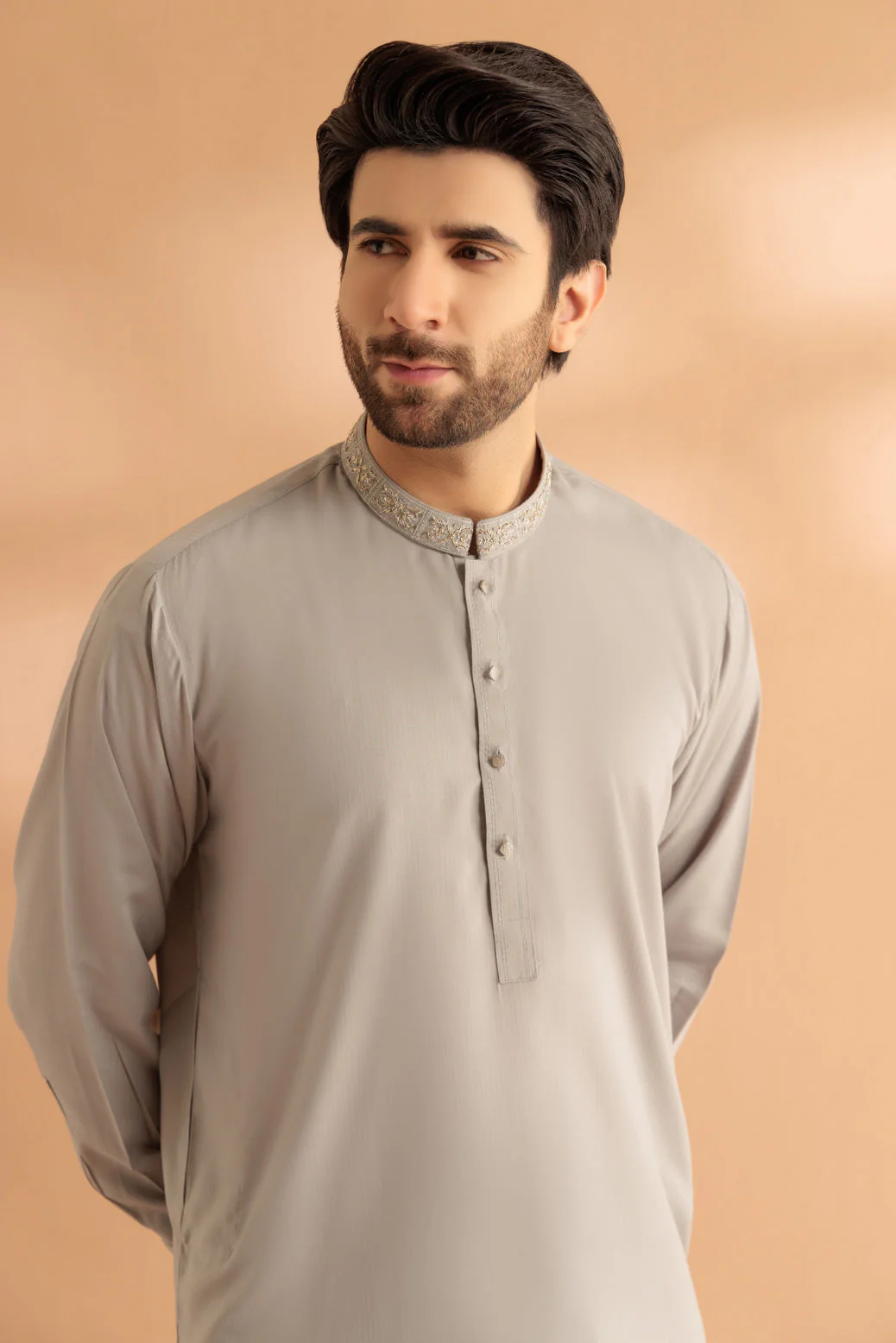 P-GREY-BLENDED-KURTA SHALWAR - (KSRS24-025)