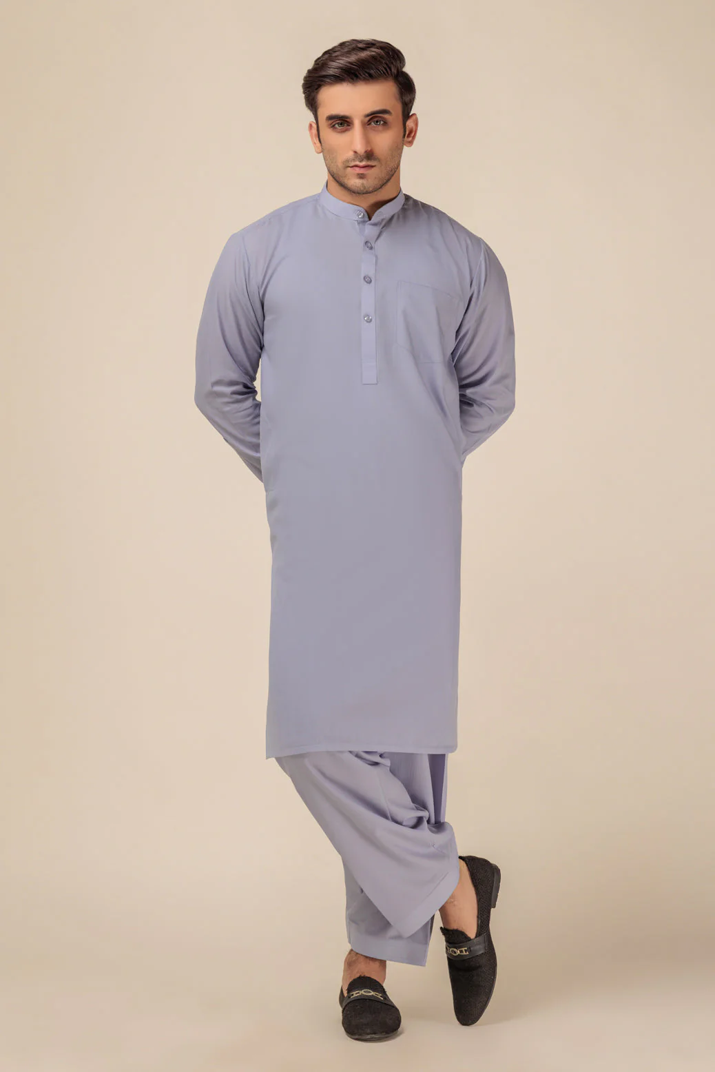 P-GREY-BLENDED-SHALWAR SUIT - (GSBR23-004)