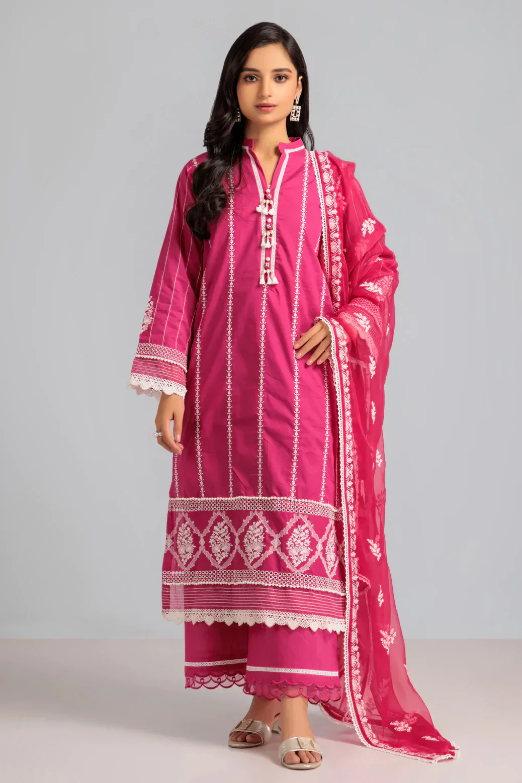 PINK-CAMBRIC CHIKANKARI-3 PIECE-SUIT (WSS223P119)