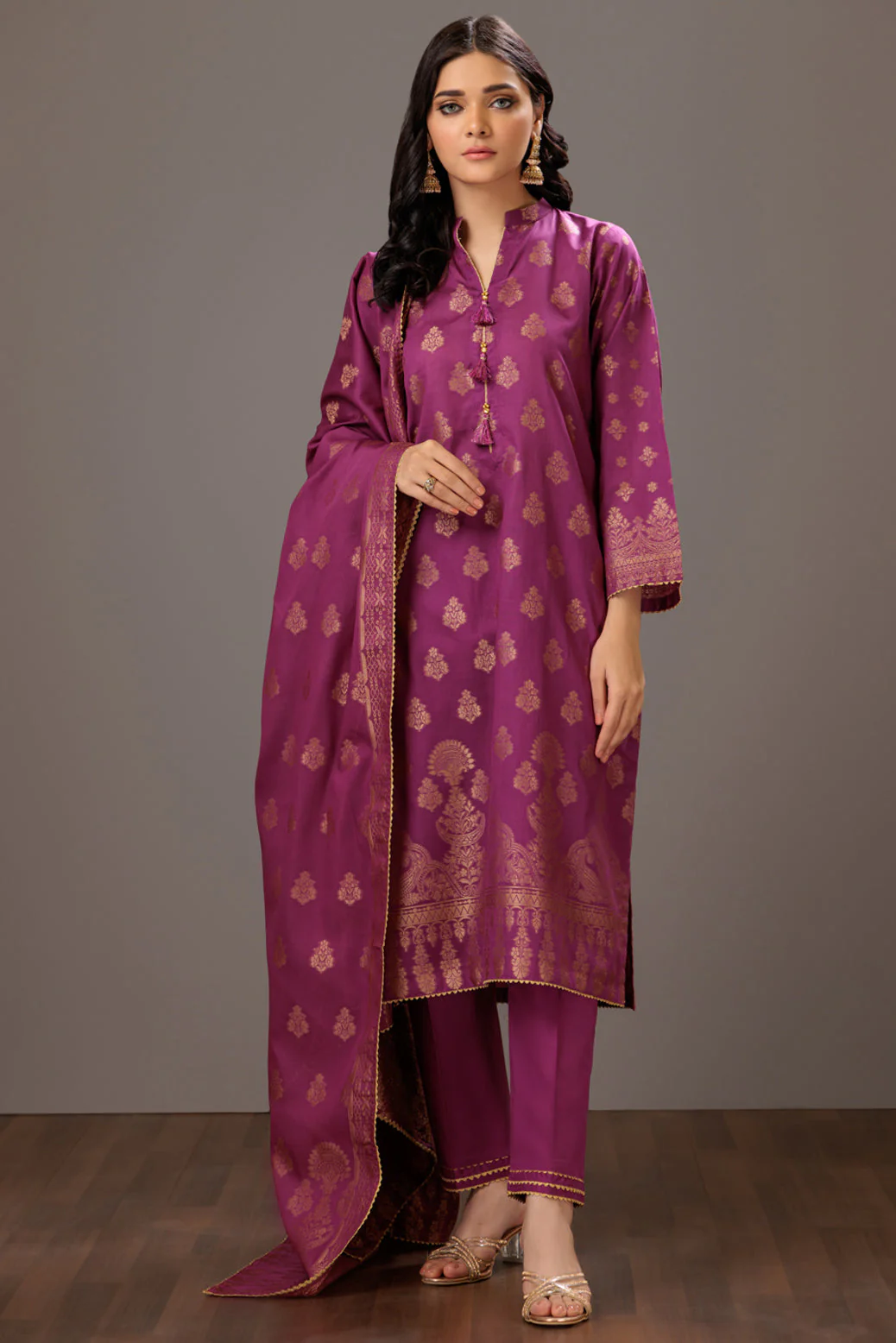 PLUM-JACQUARD-3 PIECE (JSS233P05)