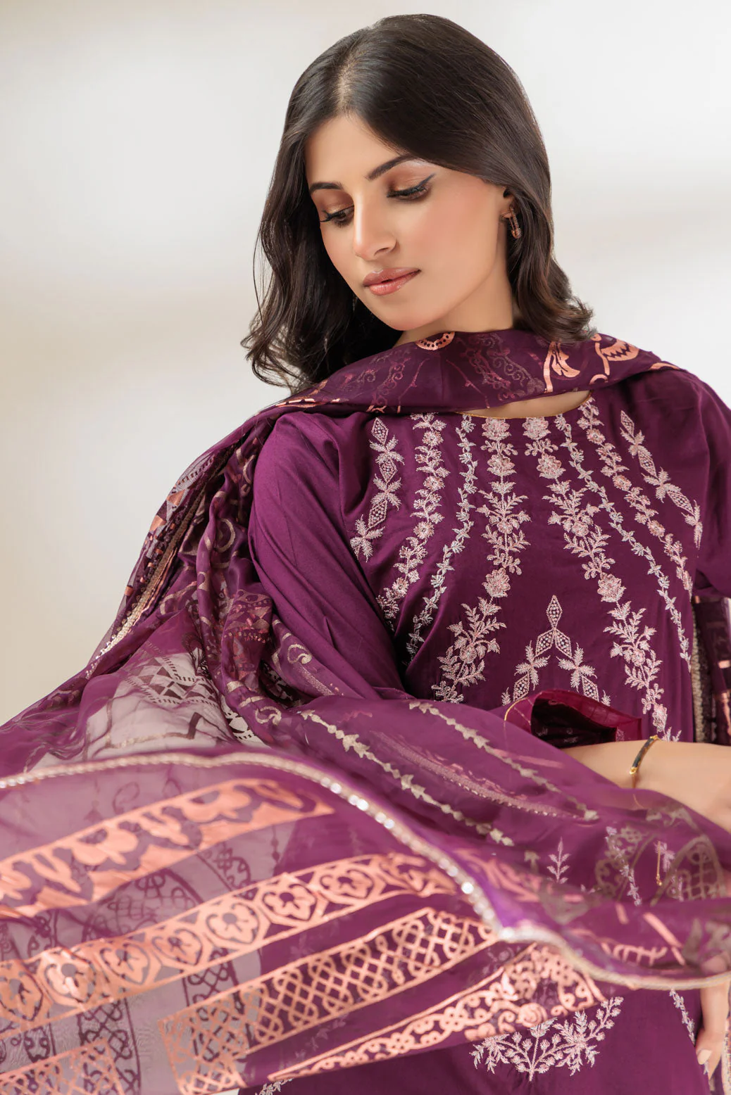 PURPLE-CAMBRIC-3 PIECE (BSHS233P17)