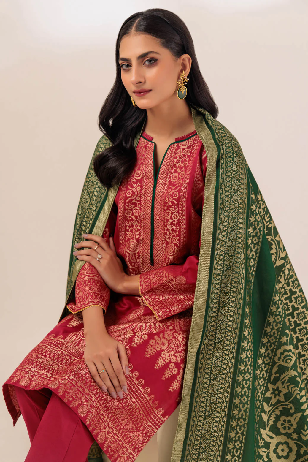 RED-JACQUARD-3 PIECE (WJ5233P02)