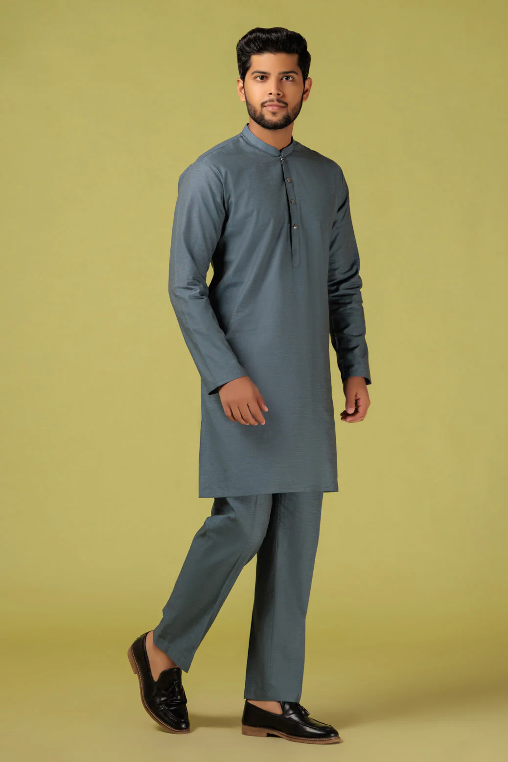 SPRUCE-YARN DYED-KURTA PAJAMA TROUSER - (KSB23-008)