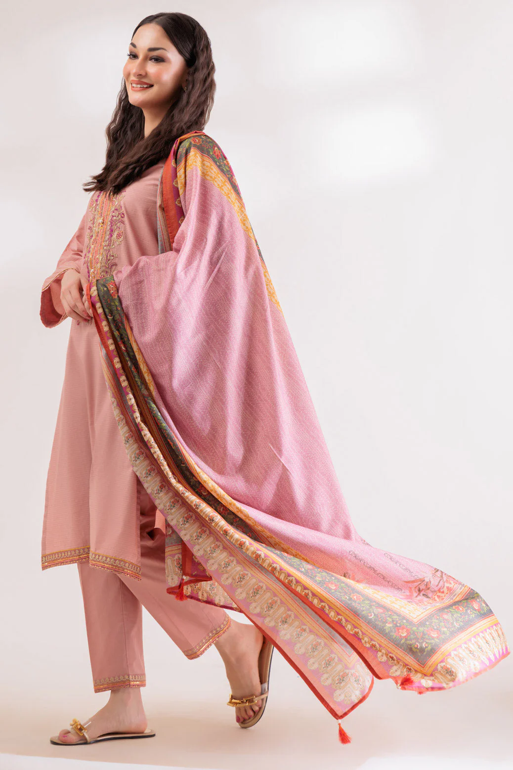 TEA-PINK-DOBBY-3 PIECE (SS1243P04)