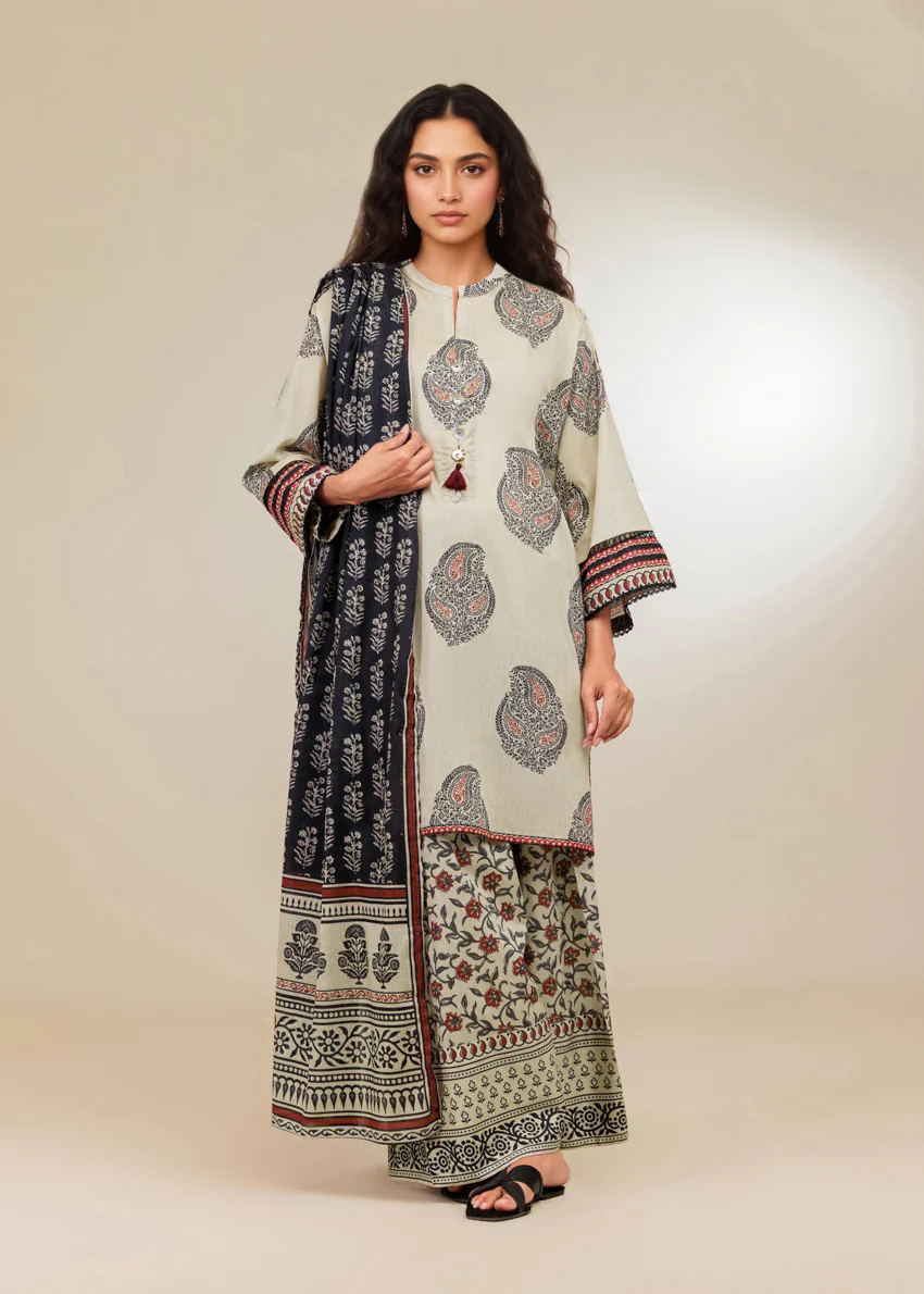 Beige-Textured-Lawn-3 Piece (WP3PPBS26B2M73) - Image 3