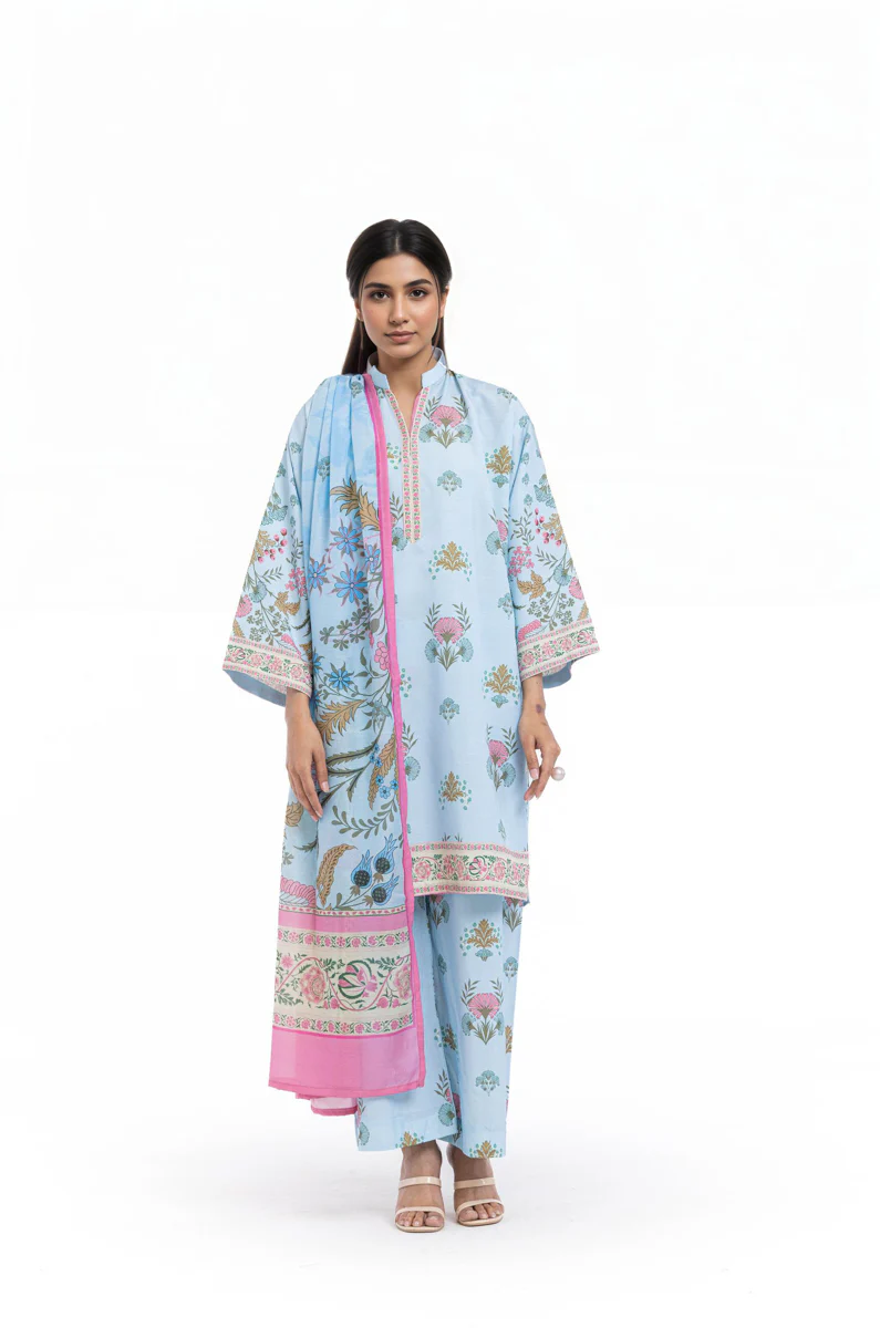 Sky-Blue-Raw-Silk-3 Piece (WP3PSBW25HR9O13)