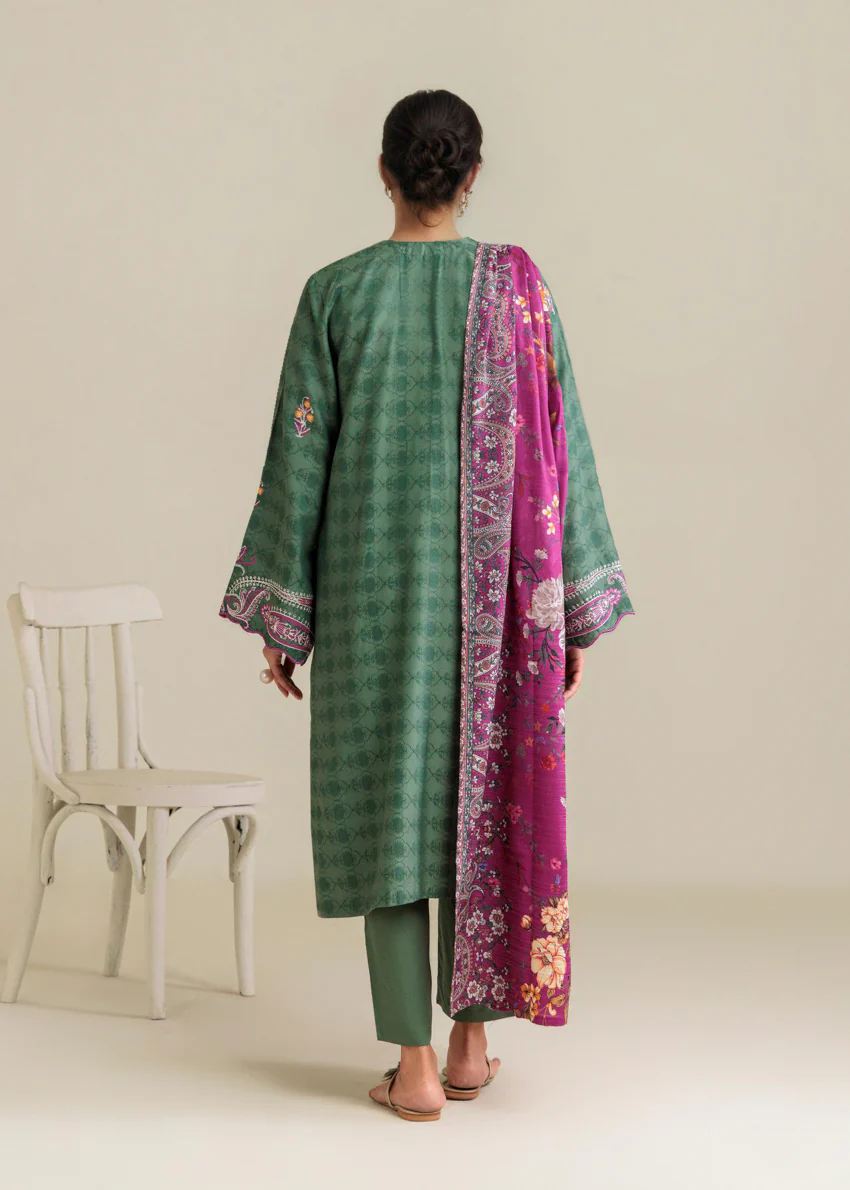 Green-Self-Jacquard-3 Piece (WP3PSSW25S9O13) - Image 2