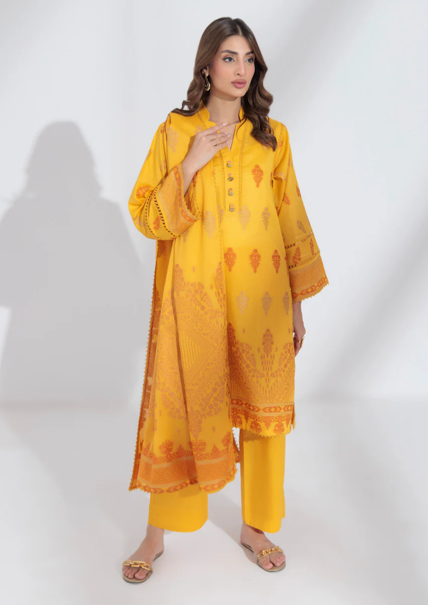 Mustard-Jacquard-3 Piece (WPS25JD3011)