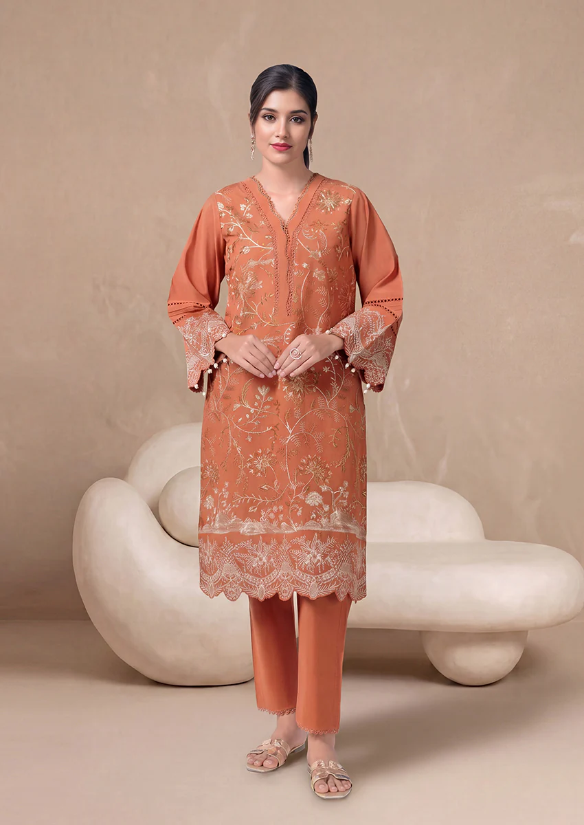 Rust-Cotton Silk-2 Piece (WPS25SE2023)