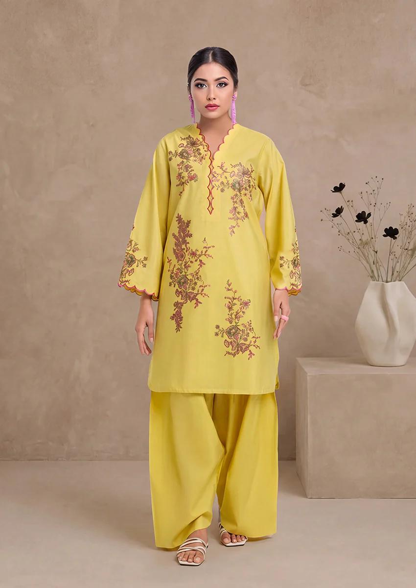 Lime-Cotton Silk-2 Piece (WPS25SE2052)