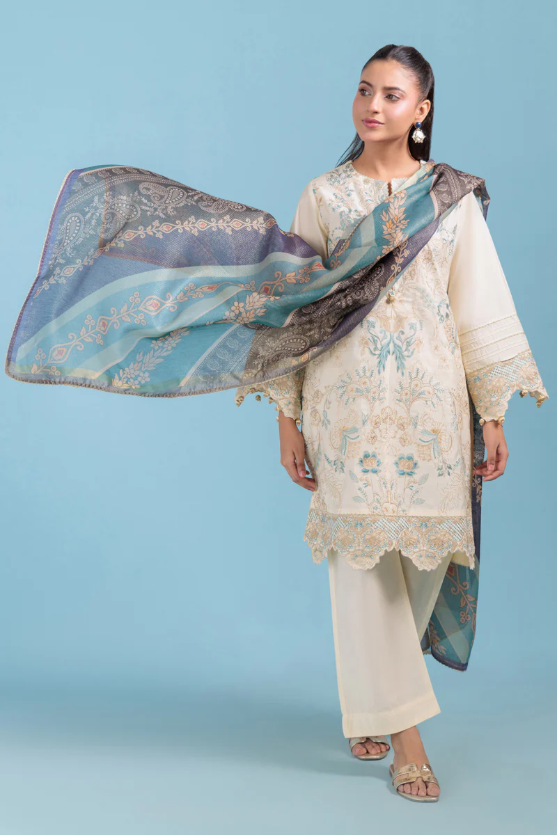 O-White-Cotton Silk-3 Piece (WPS25SE3025)